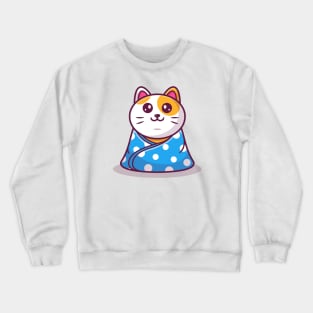 Cute Cat Sitting Wearing Blanket Crewneck Sweatshirt